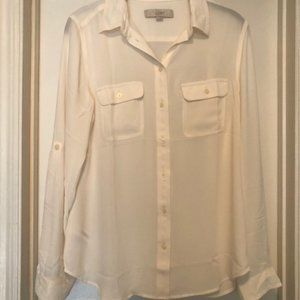 LOFT White Collared Button Down